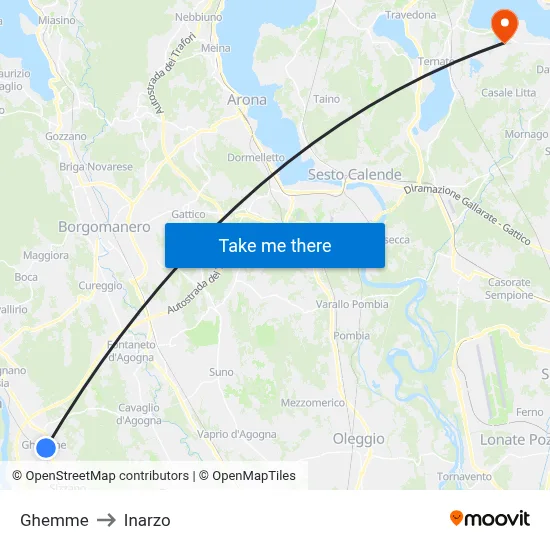 Ghemme to Inarzo map