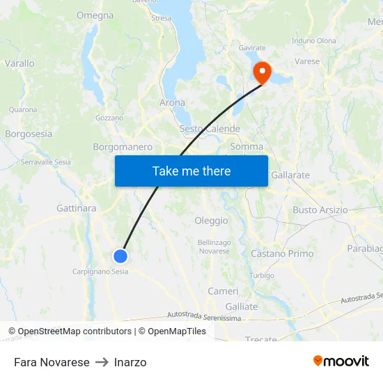 Fara Novarese to Inarzo map