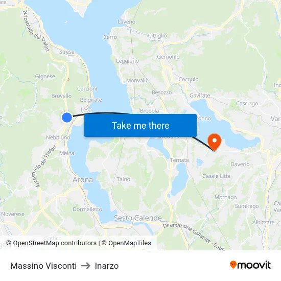 Massino Visconti to Inarzo map