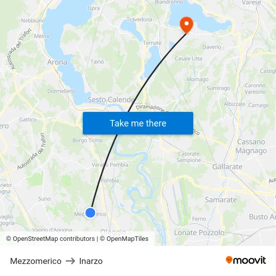 Mezzomerico to Inarzo map