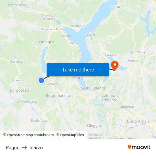 Pogno to Inarzo map