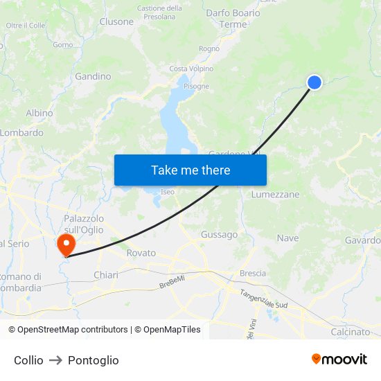 Collio to Pontoglio map