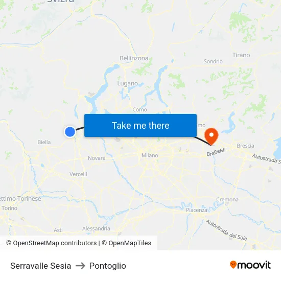 Serravalle Sesia to Pontoglio map