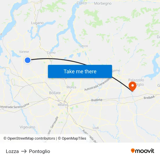 Lozza to Pontoglio map