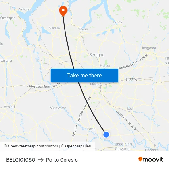 BELGIOIOSO to Porto Ceresio map