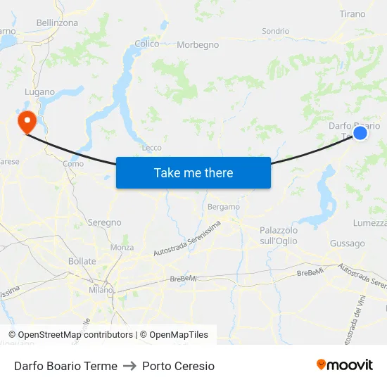 Darfo Boario Terme to Porto Ceresio map