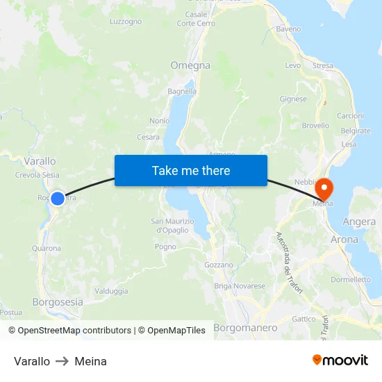 Varallo to Meina map
