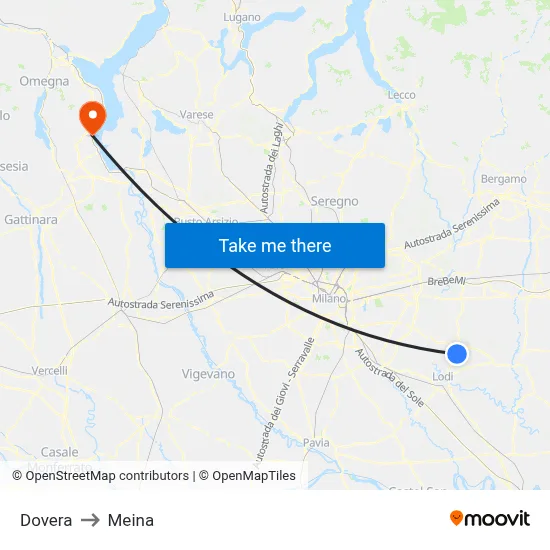 Dovera to Meina map