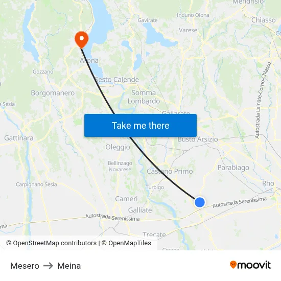 Mesero to Meina map