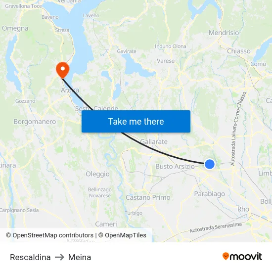 Rescaldina to Meina map