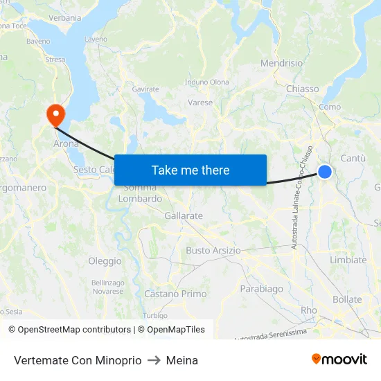 Vertemate Con Minoprio to Meina map
