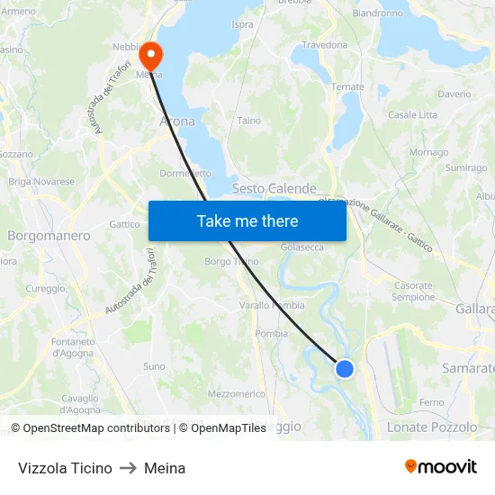 Vizzola Ticino to Meina map