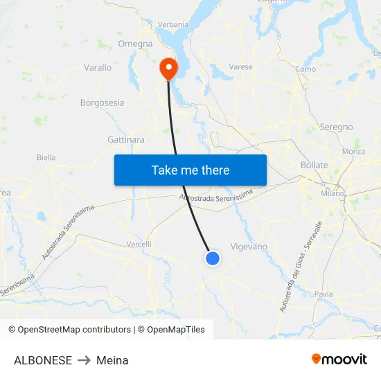 Albonese to Meina map
