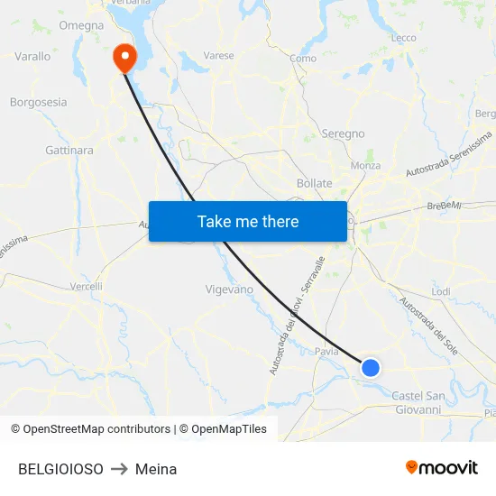 Belgioioso to Meina map