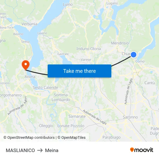 Maslianico to Meina map