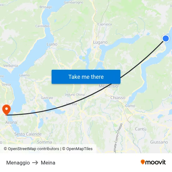 Menaggio to Meina map