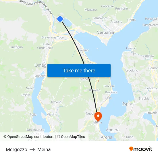 Mergozzo to Meina map