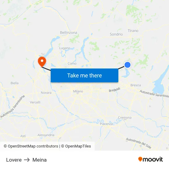 Lovere to Meina map