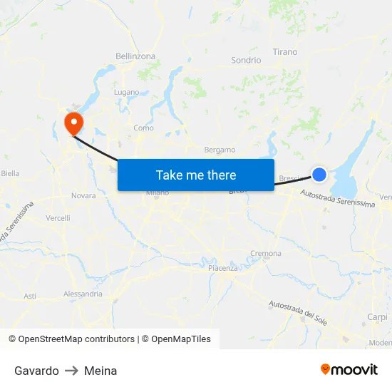 Gavardo to Meina map