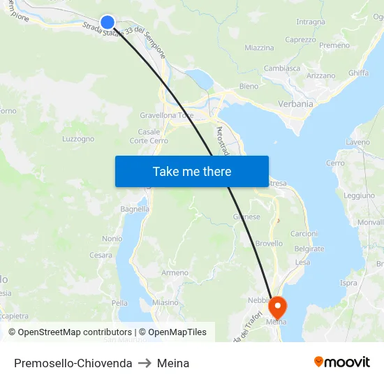 Premosello-Chiovenda to Meina map