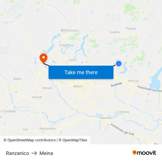 Ranzanico to Meina map