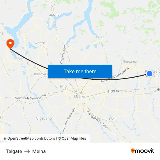 Telgate to Meina map