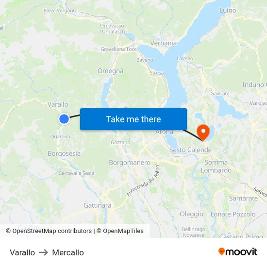 Varallo to Mercallo map