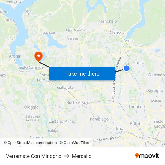 Vertemate Con Minoprio to Mercallo map