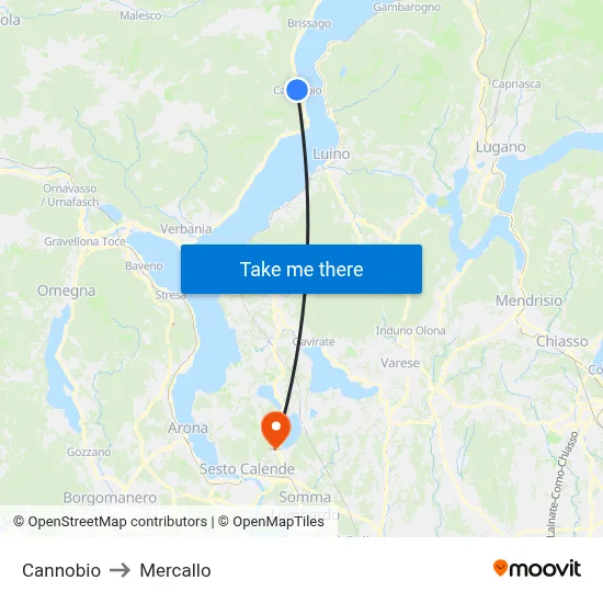 Cannobio to Mercallo map