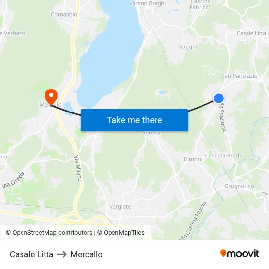 Casale Litta to Mercallo map