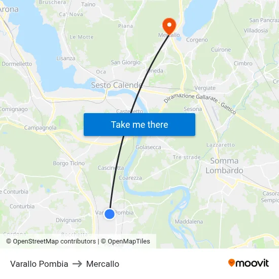 Varallo Pombia to Mercallo map