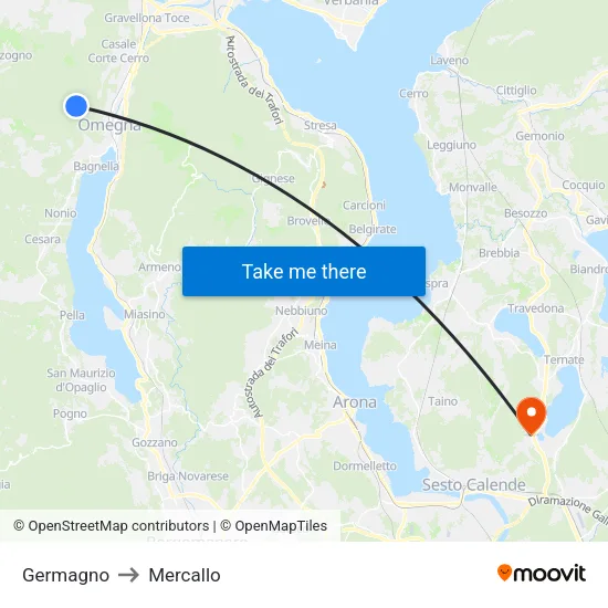 Germagno to Mercallo map