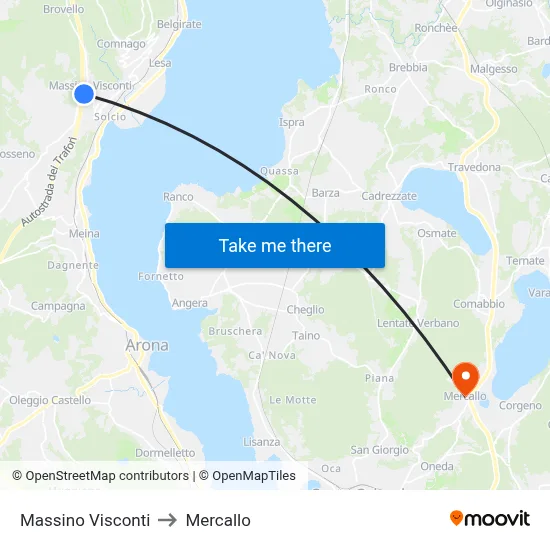 Massino Visconti to Mercallo map