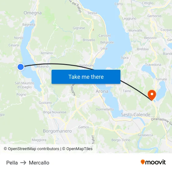 Pella to Mercallo map