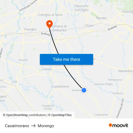 Casalmorano to Morengo map