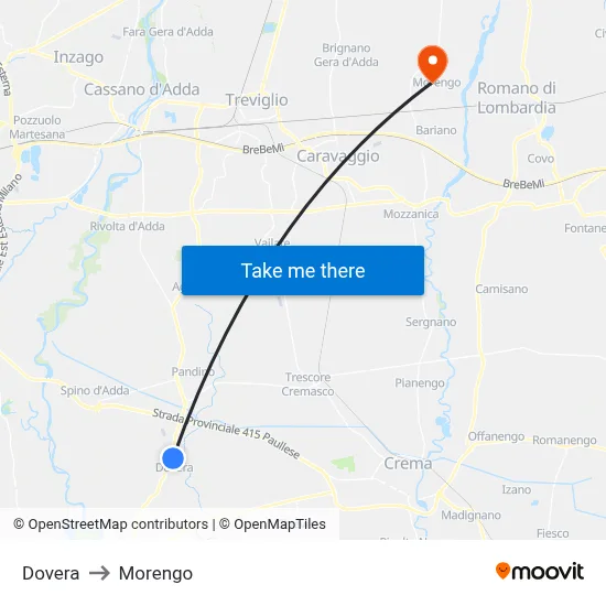 Dovera to Morengo map
