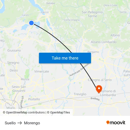 Suello to Morengo map