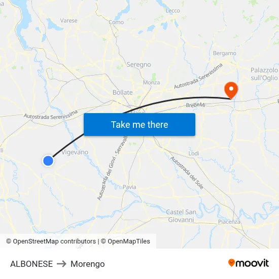 Albonese to Morengo map
