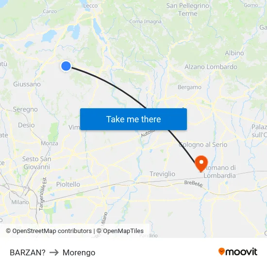 Barzan to Morengo map