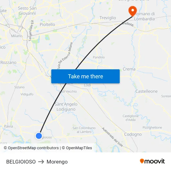 BELGIOIOSO to Morengo map