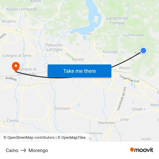 Caino to Morengo map
