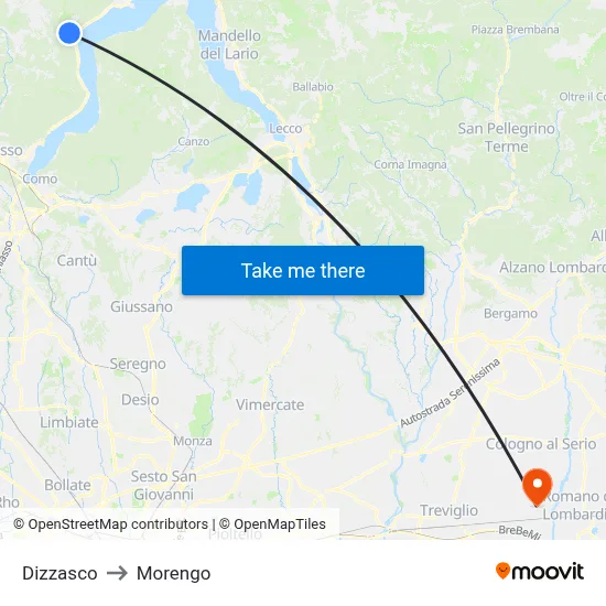 Dizzasco to Morengo map