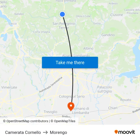 Camerata Cornello to Morengo map