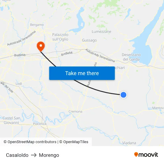 Casaloldo to Morengo map