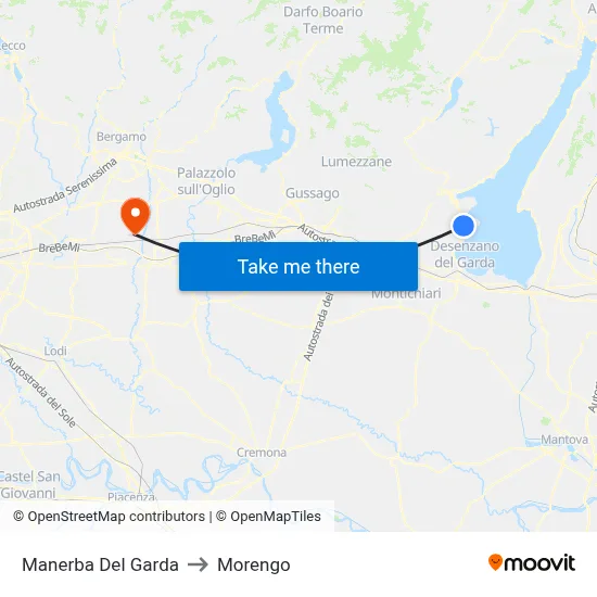 Manerba Del Garda to Morengo map