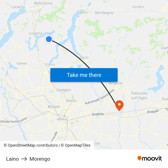 Laino to Morengo map