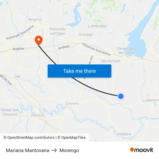 Mariana Mantovana to Morengo map
