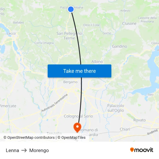 Lenna to Morengo map