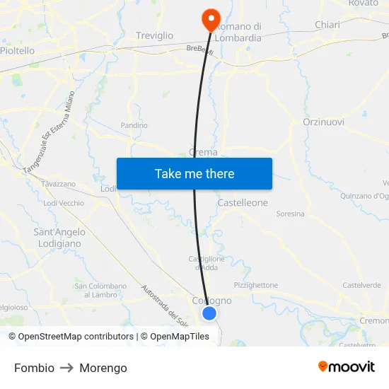 Fombio to Morengo map