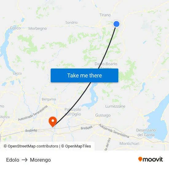 Edolo to Morengo map